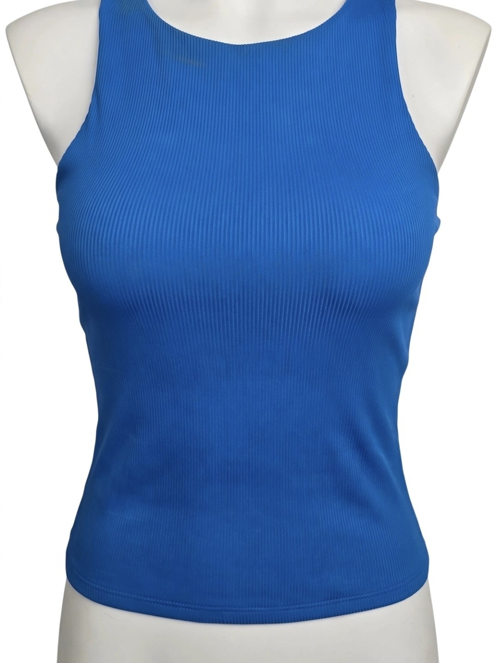 Express Body Contour Ribbed Tank Top - Blue - Picture 2 of 7